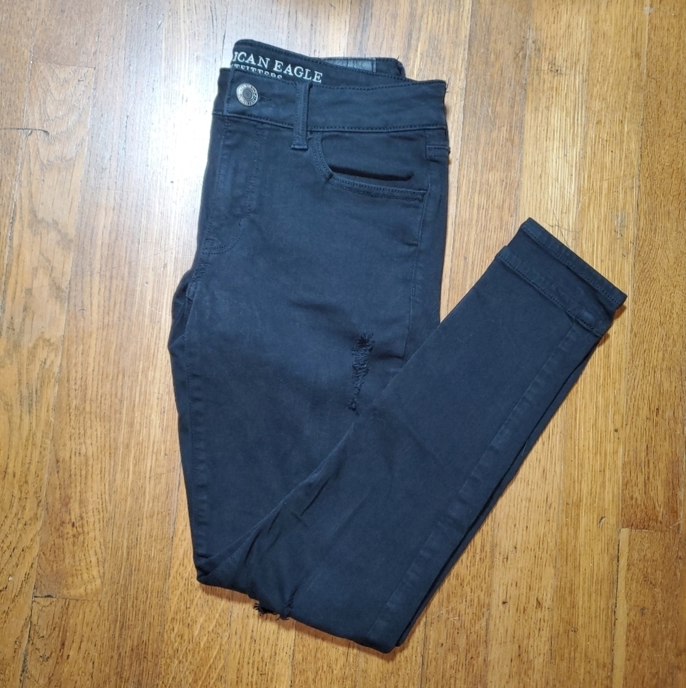 American Eagle Outfitters Black Skinny Jeans with Distressing - Picture 12 of 12